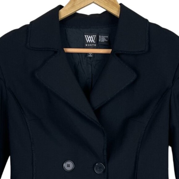 W BY WORTH BLACK WOOL STITCH DETAIL JACKET - Picture 2 of 9